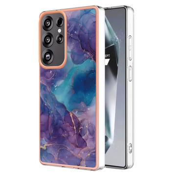 Samsung Galaxy S25 Ultra Marble Pattern Gegalvaniseerd IMD TPU Hoesje - Paars / Blauw