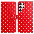 Samsung Galaxy S25 Ultra Polka Dot-patroon Portemonnee Hoesje - Rood