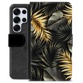 Samsung Galaxy S25 Ultra Premium Portemonnee Hoesje - Gouden Bladeren
