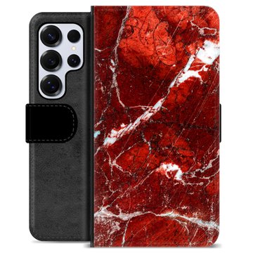 Samsung Galaxy S25 Ultra Premium Portemonnee Hoesje - Rode Marmer