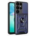 Samsung Galaxy S25 Ultra Roterende ring hybride hoesje met camera schild - Blauw