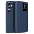 Samsung Galaxy S25 Ultra Smart Clear View Flip Hoesje met kaartsleuf - Saffier