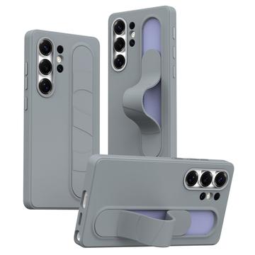 Samsung Galaxy S25 Ultra Slim Hybride Hoesje met Staande Grip - Donkergrijs