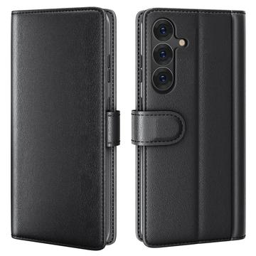 Samsung Galaxy S25 Leren Wallet Hoesje met Statief - Zwart