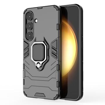Samsung Galaxy S25+ Hybride Hoesje met Ring Houder - Zwart
