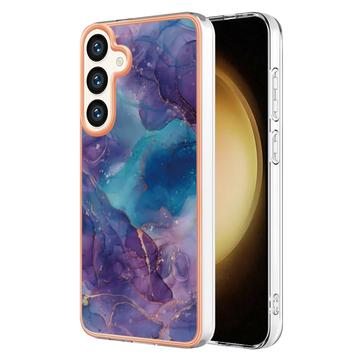 Samsung Galaxy S25+ Marble Pattern Gegalvaniseerd IMD TPU Hoesje - Paars / Blauw