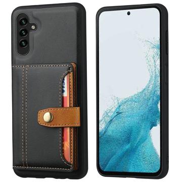 Samsung Galaxy S25+ Retro Style Hoesje met Portemonnee - Zwart