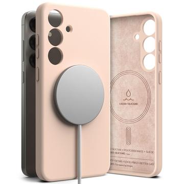 Samsung Galaxy S25+ Ringke Vloeibare Siliconen MagSafe Hoesje - Roze zand