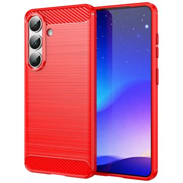 Samsung Galaxy S26/S26 Pro Geborsteld TPU Hoesje - Koolstofvezel - Rood