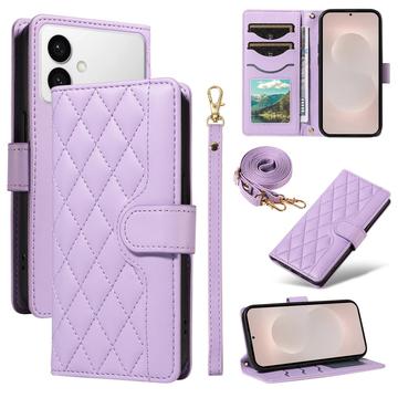 Samsung Galaxy S26 Edge Luxe Gewatteerd Portemonnee Hoesje - Paars