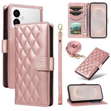 Samsung Galaxy S26 Edge Luxe Gewatteerd Portemonnee Hoesje - Roségoud