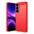 Samsung Galaxy S26 FE Geborsteld TPU Hoesje - Koolstofvezel - Rood
