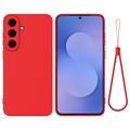 Samsung Galaxy S26 FE Vloeibare siliconen hoesje met polsbandje - Rood