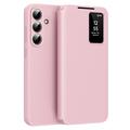 Samsung Galaxy S26 FE Smart Clear View Flip Hoesje met kaartsleuf - Roze