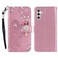 Samsung Galaxy S26 Uil Strass Portemonnee Hoesje - Roségoud