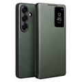 Samsung Galaxy S26 Qialino Smart View Leren Flip Hoesje - Groen