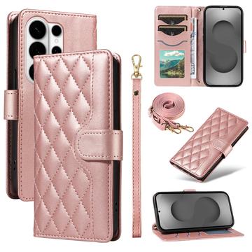 Samsung Galaxy S26 Ultra Luxe Gewatteerd Portemonnee Hoesje - Roségoud
