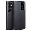 Samsung Galaxy S26 Ultra Qialino Smart View Leren Flip Hoesje - Zwart
