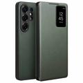 Samsung Galaxy S26 Ultra Qialino Smart View Leren Flip Hoesje - Groen