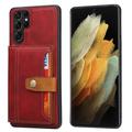Samsung Galaxy S26 Ultra Retro Style Hoesje met Portemonnee - Rood