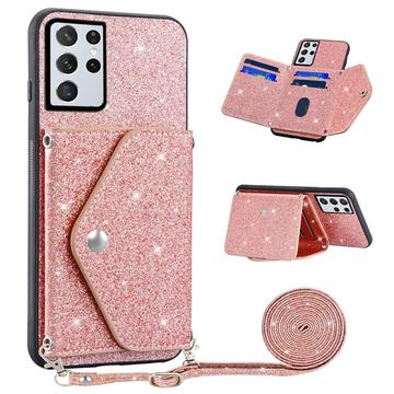 Samsung Galaxy S26 Ultra Stardust Cover met Kaarthouder - Roze