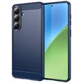 Samsung Galaxy S26+ Geborsteld TPU Hoesje - Koolstofvezel - Blauw