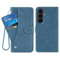 Samsung Galaxy S26+ Elegant Retro Portemonnee Hoesje met Roterende Kaarthouder - Blauw