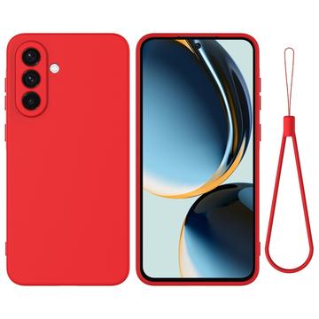 Samsung Galaxy S26+ Vloeibare siliconen hoesje met polsbandje - Rood