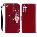 Samsung Galaxy S26+ Uil Strass Portemonnee Hoesje - Rood