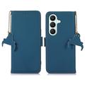 Samsung Galaxy S27+ Portemonnee Lederen Hoesje met RFID - Blauw