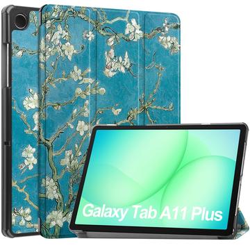 Samsung Galaxy Tab A11+ Tri-Fold Series Slimme Folio-hoes - Witte bloemen