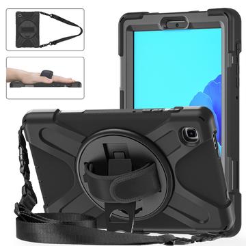 Samsung Galaxy Tab A7 Lite Heavy Duty 360 Cover met Polsbandje - Zwart