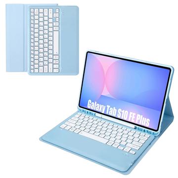 Samsung Galaxy Tab S10 FE+ Bluetooth Toetsenbord Hoesje - Baby Blauw