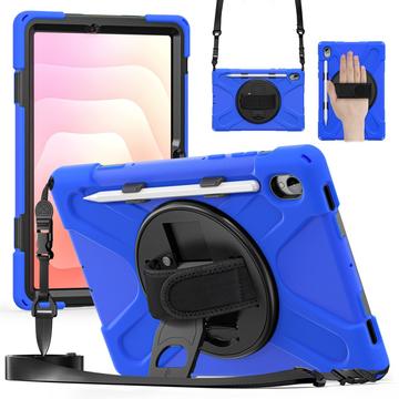 Samsung Galaxy Tab S11 Heavy Duty 360 Hoesje met Draagriem - Blauw / Zwart