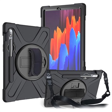 Samsung Galaxy Tab S7 Heavy Duty 360 Cover met Polsbandje - Zwart