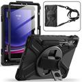 Samsung Galaxy Tab S10 FE/S9 FE/S9 Heavy Duty 360 Cover met Polsbandje - Zwart