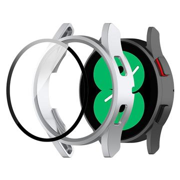 Samsung Galaxy Watch FE Plastic Hoesje met Glazen Screenprotector - 40mm - Zilver