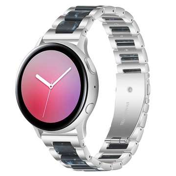 Samsung Galaxy Watch4/Watch4 Classic/Watch5/Watch6 Roestvrij Stalen Riem - Donkerblauw / Zilver
