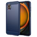 Samsung Galaxy XCover7 Pro Geborsteld TPU Hoesje - Koolstofvezel - Blauw