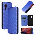 Samsung Galaxy Xcover 5 Flip Cover - Koolstofvezel - Blauw