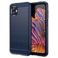 Samsung Galaxy Xcover6 Pro Brushed TPU Case - Carbon Fiber - Blauw