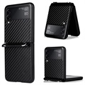 Samsung Galaxy Z Flip3 5G Hoesje met Riem - Carbon Fiber - Zwart