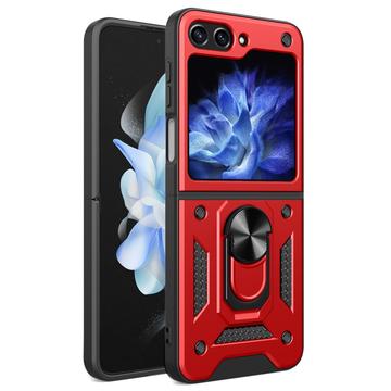 Samsung Galaxy Z Flip6 Hybride Hoesje met Ring Houder - Rood