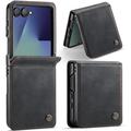 Samsung Galaxy Z Flip7 Caseme 033 Kalf textuur portemonnee hoesje met RFID-blokkering - Zwart