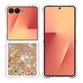 Samsung Galaxy Z Flip7 Glitter Quicksand TPU Hoesje - Gouden Harten
