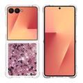 Samsung Galaxy Z Flip7 Glitter Quicksand TPU Hoesje - Roze Gouden Harten