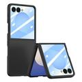 Samsung Galaxy Z Flip7 Kunststof hoesje met buitenste gehard glazen schermbeschermer - Zwart