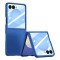 Samsung Galaxy Z Flip7 Kunststof hoesje met buitenste gehard glazen schermbeschermer - Donkerblauw