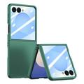 Samsung Galaxy Z Flip7 Kunststof hoesje met buitenste gehard glazen schermbeschermer - Donkergroen