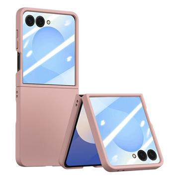 Samsung Galaxy Z Flip7 Kunststof hoesje met buitenste gehard glazen schermbeschermer - Roze
